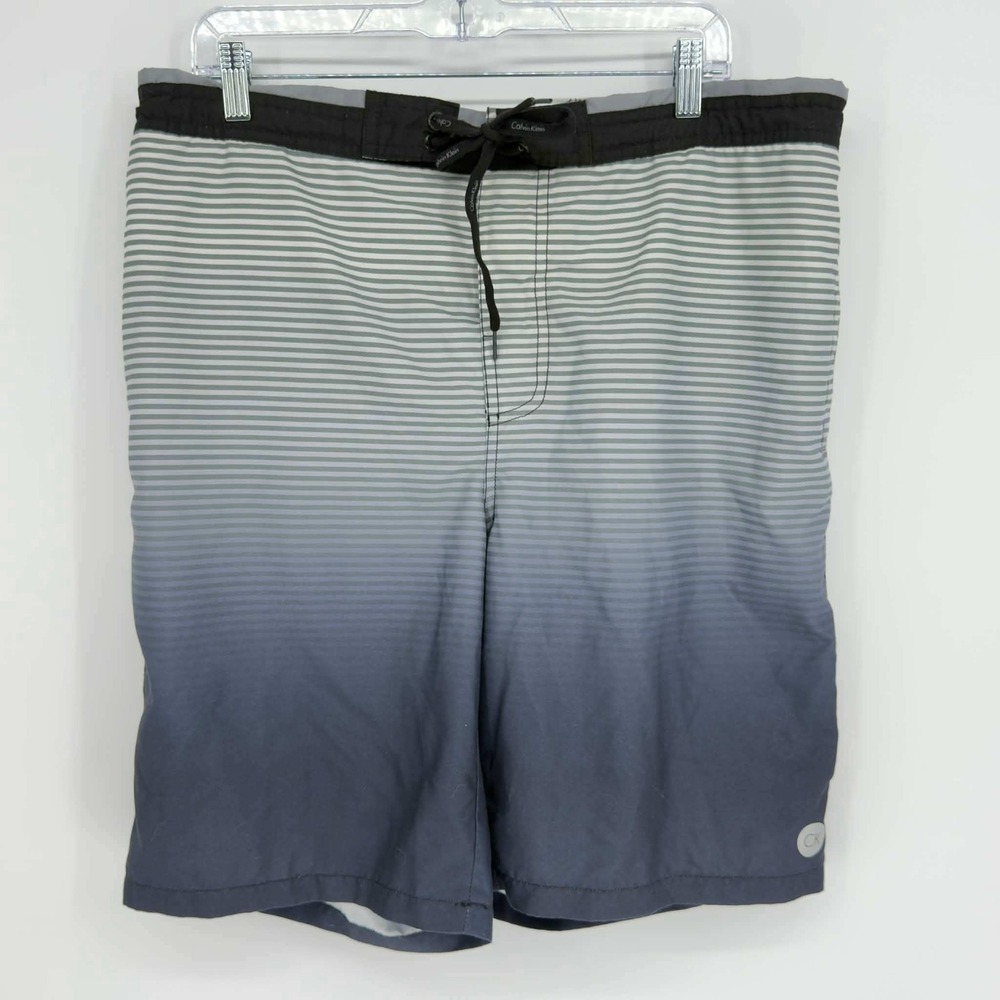 Calvin Klein Men's Gray Ombre Striped Board Shorts Size XL